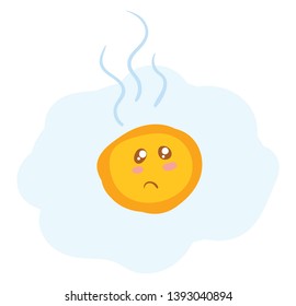 Yema blanco y amarillo de un dibujo o ilustración de color vectorial triste de huevo