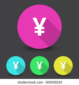 White Yen icon in different colors set