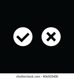 White yes or no vector sign. Black background