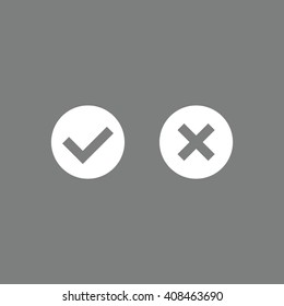 White yes or no vector sign. Gray background