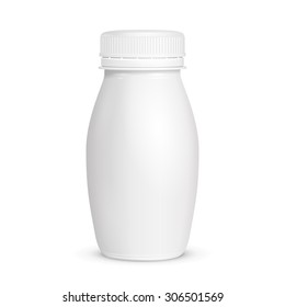 Weiße Jogurt Milch Plastikflasche. Illustration einzeln auf weißem Hintergrund. Mocken Sie eine Vorlage für Ihr Design ein. Vektor EPS10