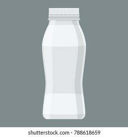 White yogurt milk plastic bottle. Flat and solid color style vector.