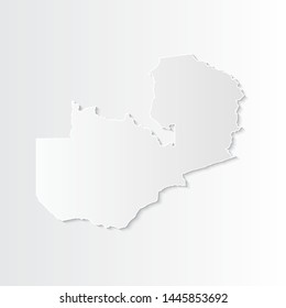 White Zambia map-countries. Vector paper map of Zambia on a gray background. Vector illustration.