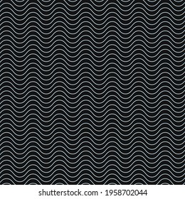 White zig zag lines and black background. Monochrome wavy lines pattern. Vector.