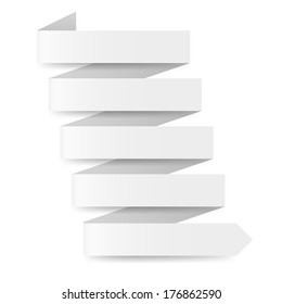 White zigzag paper arrow on white background