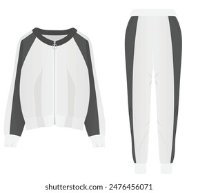 White zipper cardigan and bottom. vector illustration