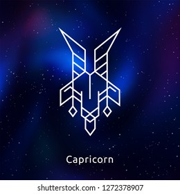 White Zodiac Vector Line icons on gradient space background with stars.  For logo design, interior design, mobile interface and web design, for printables and social media, for posters and t-shirts.