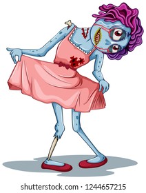 White zombie girl white backgrond illustration