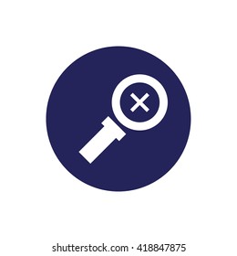 White zoom in icon vector. Blue circle. Blue button