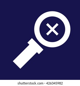 White zoom in icon vector. Blue background