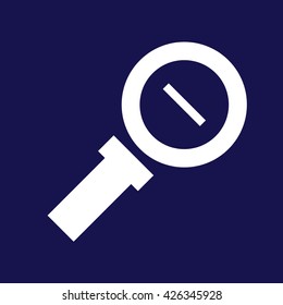 White zoom out icon vector. Blue background