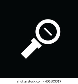 White zoom out vector icon. Black background
