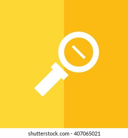 White zoom out vector icon. Yellow background
