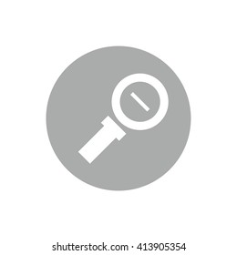 White zoom out vector icon. Gray circle. Gray button