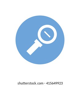 White zoom out vector icon. Blue circle. Blue button