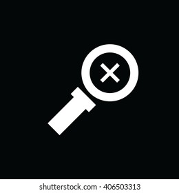 White zoom in vector icon. Blue background