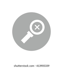 White zoom in vector icon. Gray circle. Gray button