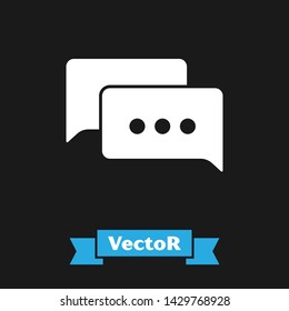 White1 Speech bubble chat icon isolated on black background. Message icon. Communication or comment chat symbol.  Vector Illustration