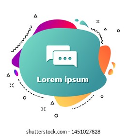 White1 Speech bubble chat icon isolated on white background. Message icon. Communication or comment chat symbol. Abstract banner with liquid shapes. Vector Illustration
