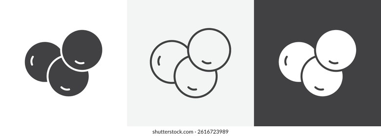 whiteberries flat and liner vector icons set