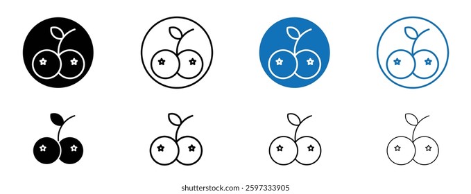 whiteberries icon set in black and blue colors on white background