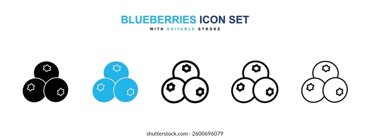 whiteberries icons graphics set in black and blue colors