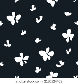 White-black vector flowers. Seamless illustration. Beautiful pattern.