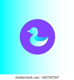 White-blue baby duck toy icon for taking bath or washing concept