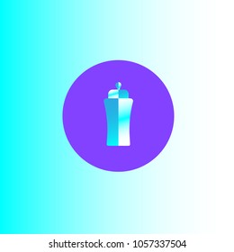 White-blue baby milk bottle icon for feeding concept