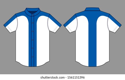 White-Blue Chef Shirt Design Vector.Front and Back View.