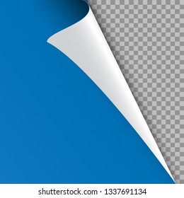 White-blue curled corner of the page. Banner design.