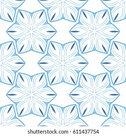 White-blue floral abstract seamless pattern, vector background. Ornament for wrapping, wallpaper, tiles