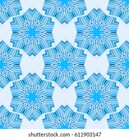 White-blue floral abstract seamless pattern, vector background. Ornament for wrapping, wallpaper, tiles