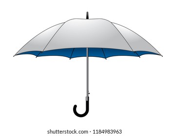 White-Blue Rain Umbrella Design on White Background, Vector File.