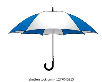 White-Blue Rain Umbrella Design on White Background, Vector File.