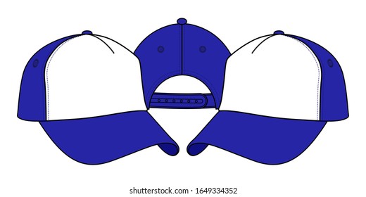LKW-Kappe Design-Vektorillustration und Snap-Back-Strap mit Weiß/Blau-Farben.