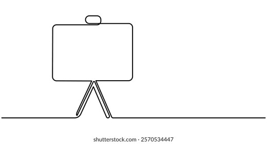 Whiteboard, Back to School Continuous Line Art Illustration, Online Education Continuous Line Editable Stroke Line, Chalkboard - School education object, one line drawing continuous design, vector.