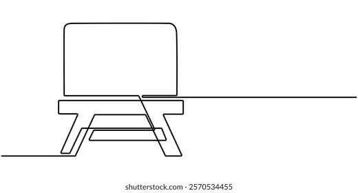 Whiteboard, Back to School Continuous Line Art Illustration, Online Education Continuous Line Editable Stroke Line, Chalkboard - School education object, one line drawing continuous design, vector.