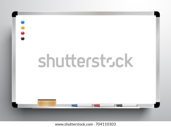 白板背景框架与橡皮擦白板 彩色标记和磁性 矢量插图库存矢量图 免版税