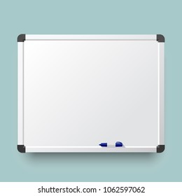 Whiteboard Background Frame With Marker. Vector Illustration In Flat Style.