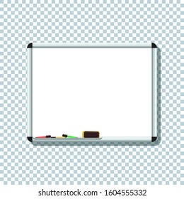 Whiteboard blank white isolated vector illustration transparent background flat for concept design.