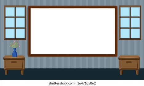 Whiteboard and cabinets in the room illustration