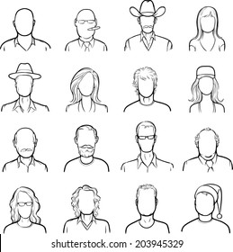 whiteboard drawing - anonymous faces big collection