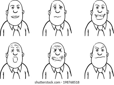 whiteboard drawing - Bearded Businessman in various emotions