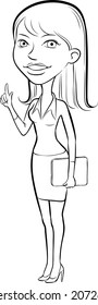 whiteboard drawing - Business woman standing and poiting