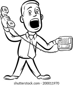 whiteboard drawing - businessman answering telephone