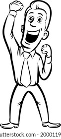 whiteboard drawing - businessman cheering