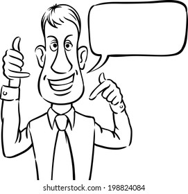 whiteboard drawing - businessman with speech bubble showing call me sign. Easy-edit layered vector EPS10 file scalable to any size without quality loss.