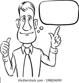 whiteboard drawing - businessman_with_speech_bubble_thumbs_up. Easy-edit layered vector EPS10 file scalable to any size without quality loss.