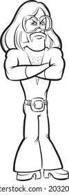 whiteboard drawing - cartoon 1970s years man